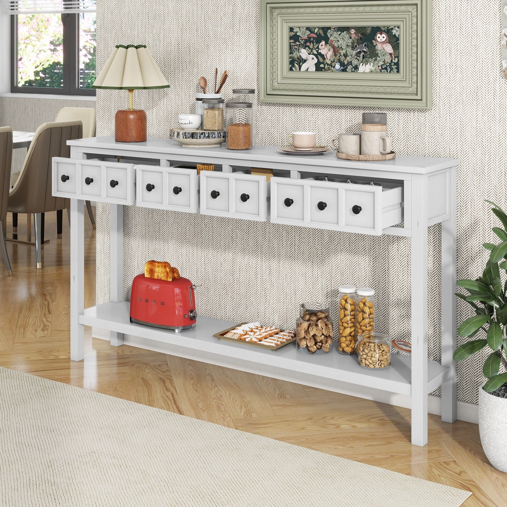 Rustic 4-drawer Entryway Console Table