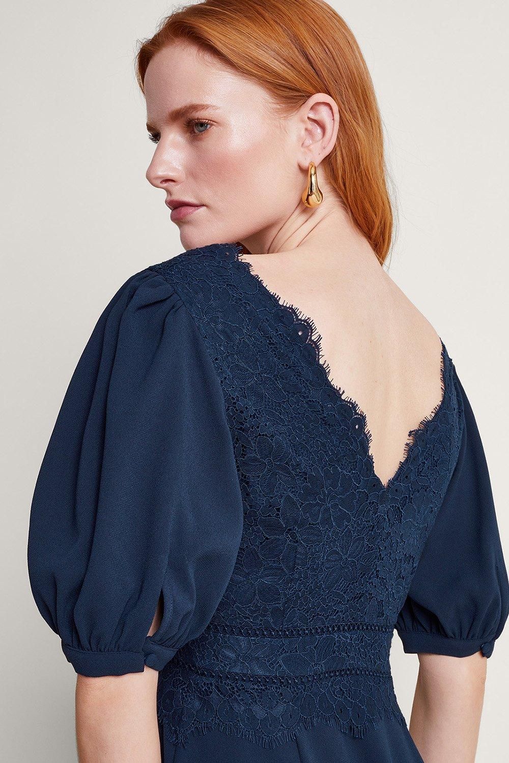 Monsoon Nancy Lace Tea Dress Blue