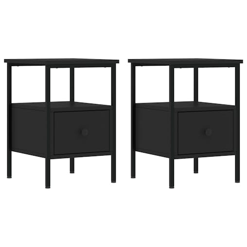 NNEVL Bedside Cabinets 2 pcs Black 34x36x50 cm Engineered Wood