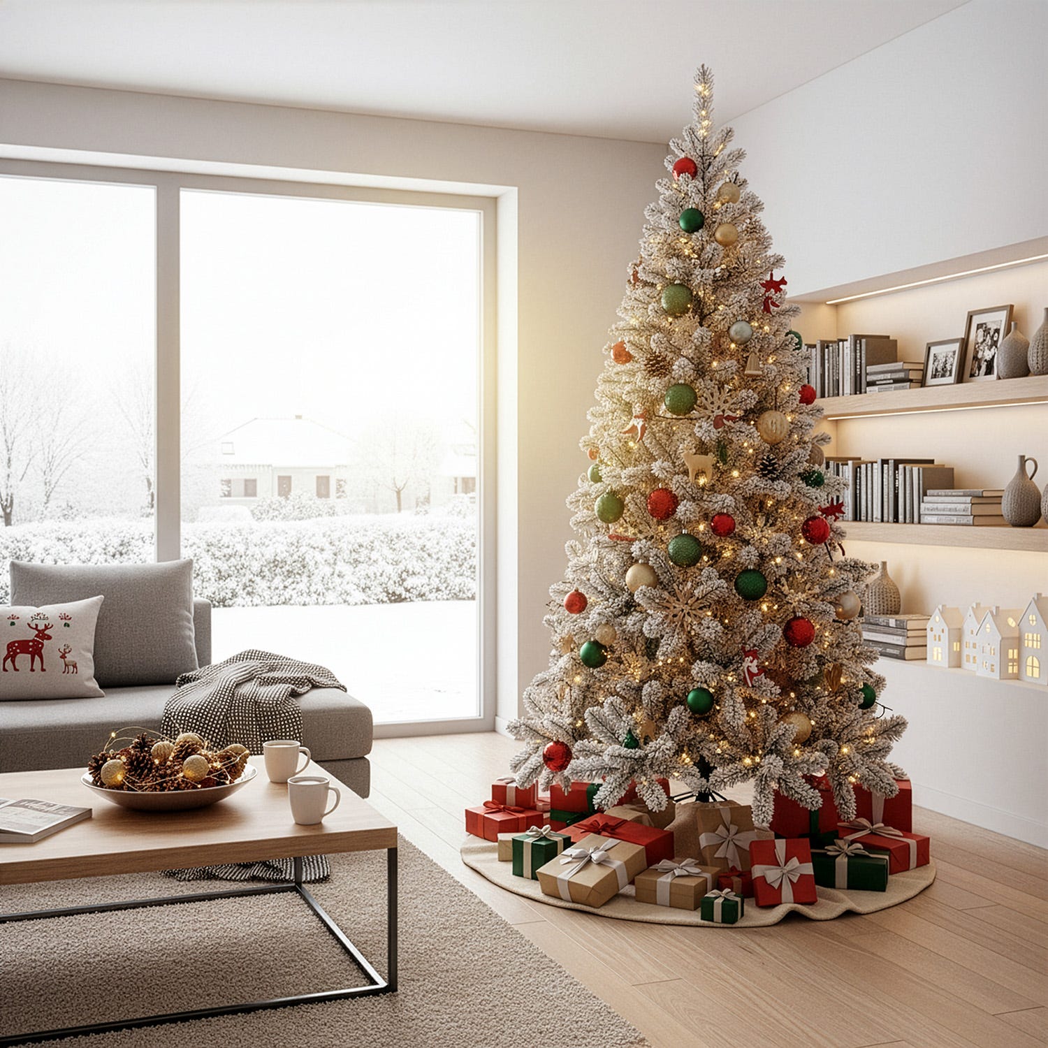 Albero Natale 240 cm innevato slim Kenya