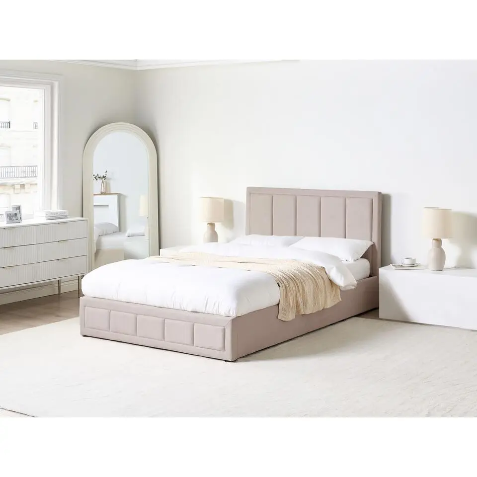 QUIBERON - Bed met opbergruimte - Taupe - 140 x 200 cm - Polyester