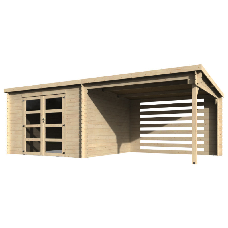 Abri de jardin en bois Fuji V2 28 mm 6,32 x 3,02 m DÉCOR ET JARDIN