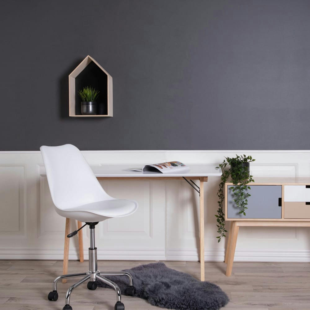 VOJENS - Bureau pieds bois clair L120cm blanc