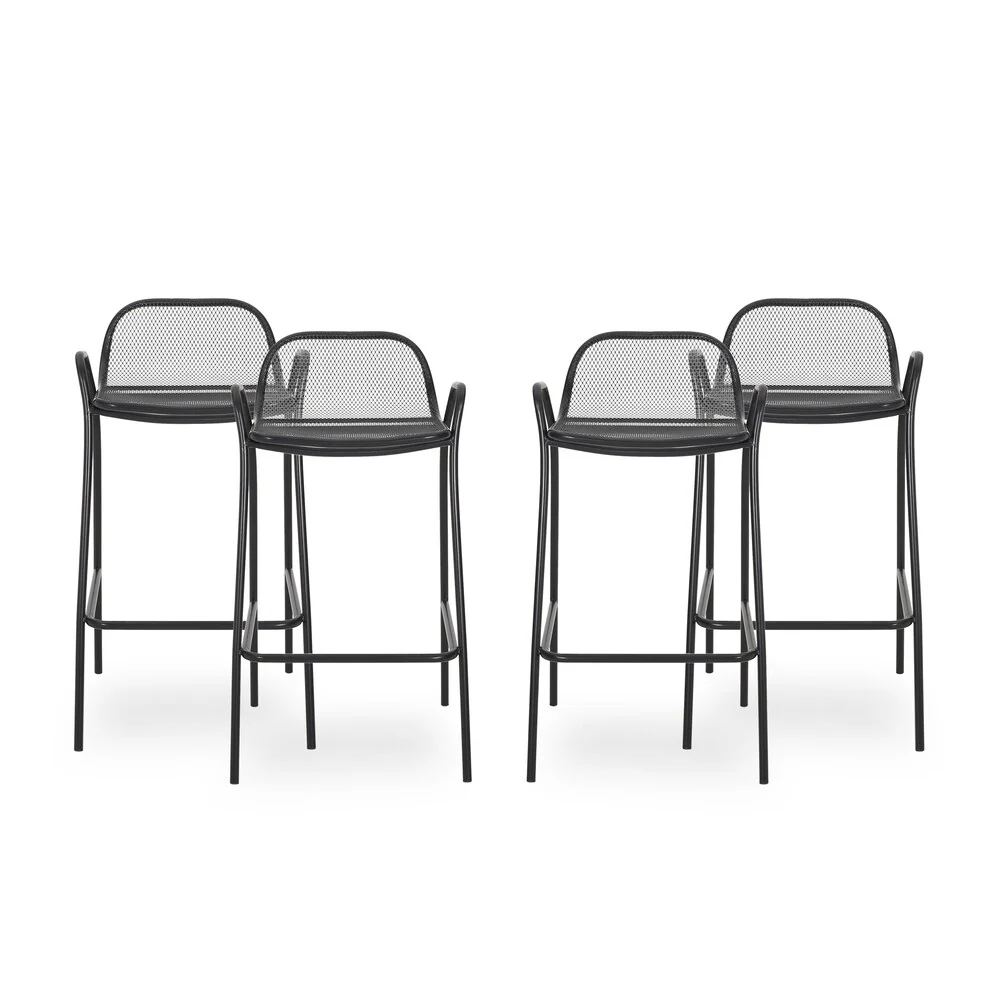 Baltimore Outdoor Modern Barstool (Set of 4) by Christopher Knight Home