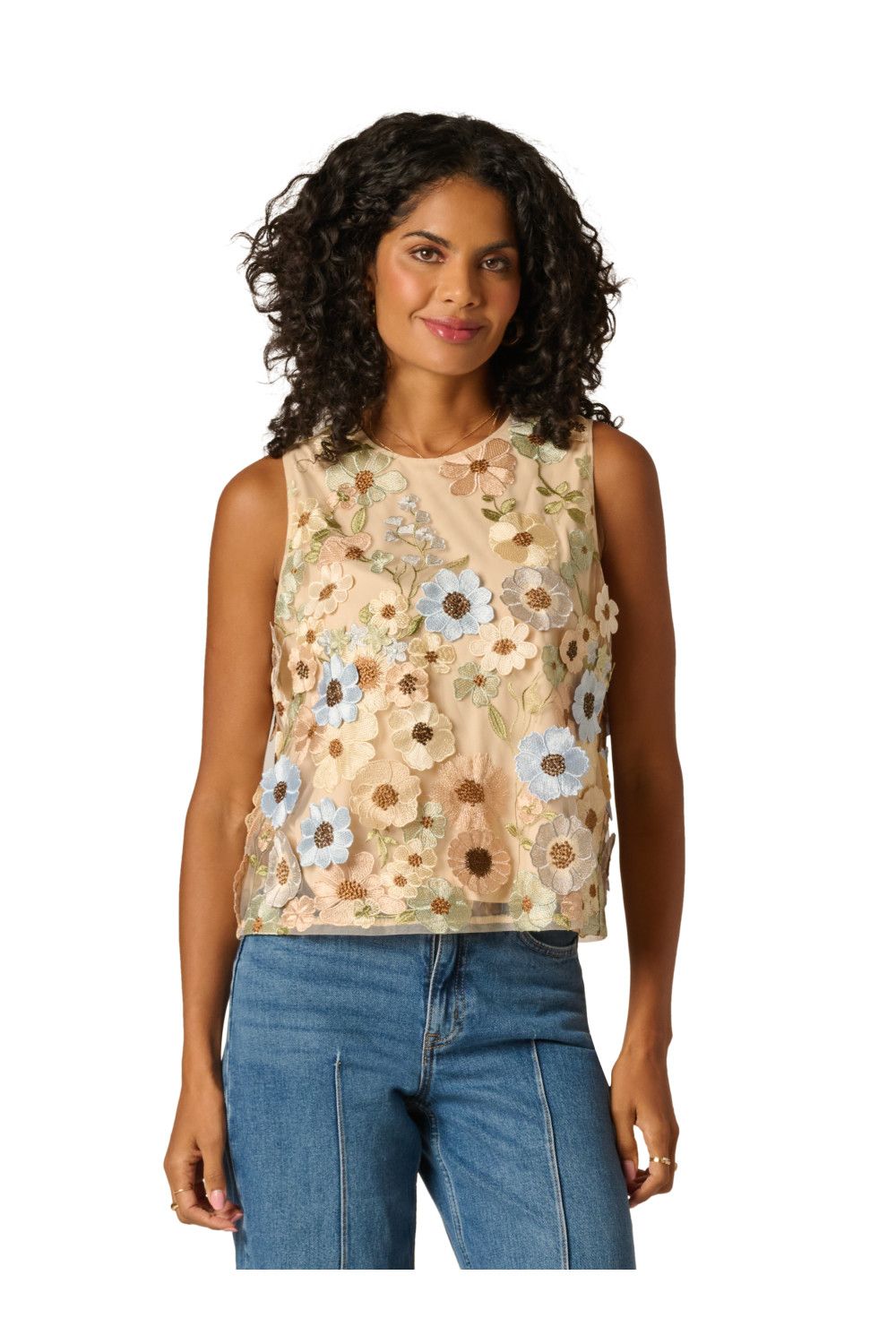 Adrianna Papell Sleeveless Floral Blouse