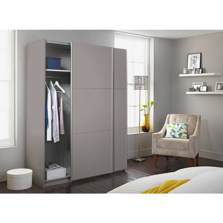 Habitat Holsted 180cm Sliding Wardrobe - Grey Gloss