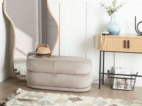 Banquette en velours taupe ELLENDALE