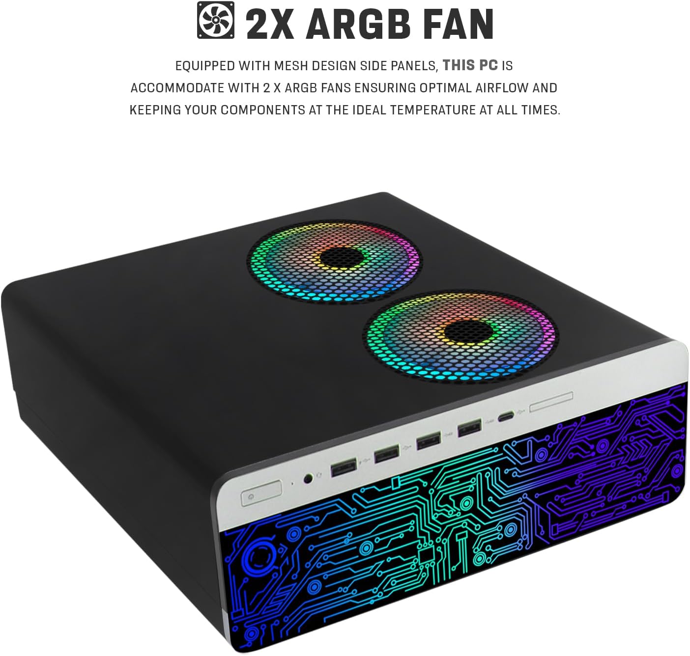TechMagnet HP G4 Desktop Computer PC AMD Pro A10-9700 R7 8GB RAM 256GB SSD 24 Inch Curved Monitor RGB Speaker RGB Keyboard with AI-Enabled Copilot Key Mouse 2X ARGB Fan WiFi Windows 11 Pro (Renewed)