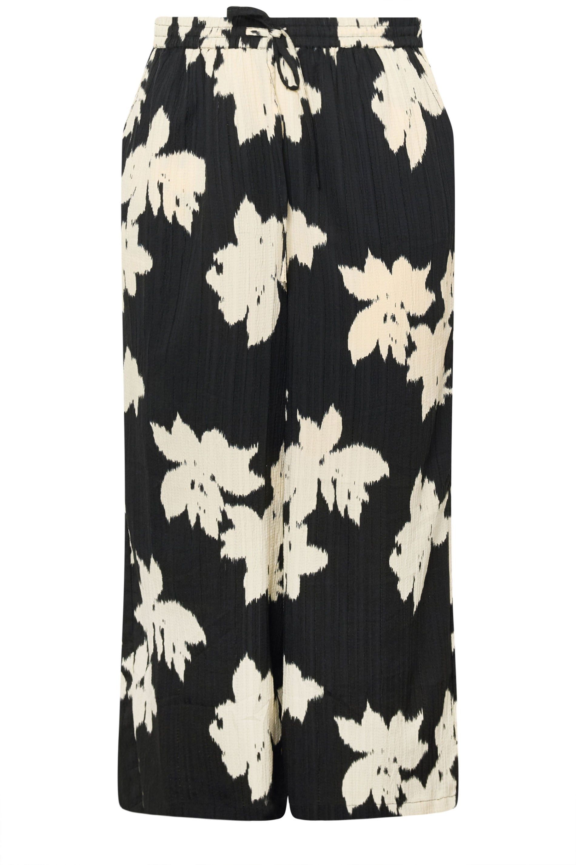 Yours Floral Textured Wide Leg Trousers