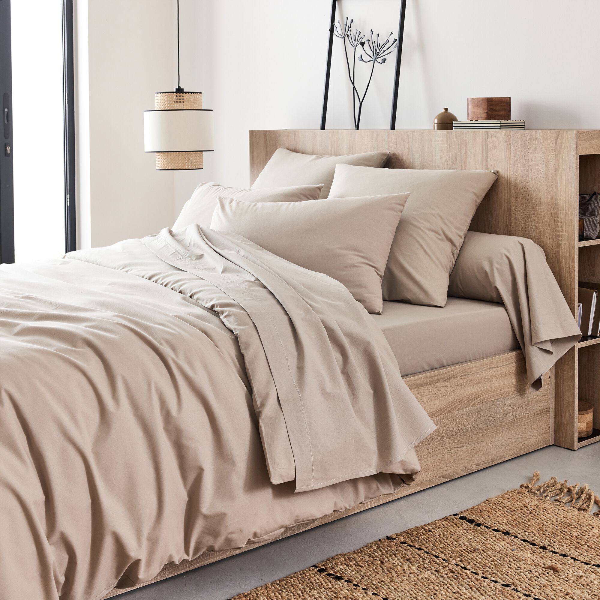 CALANQUES - Drap plat en coton 180x300cm - beige alpilles