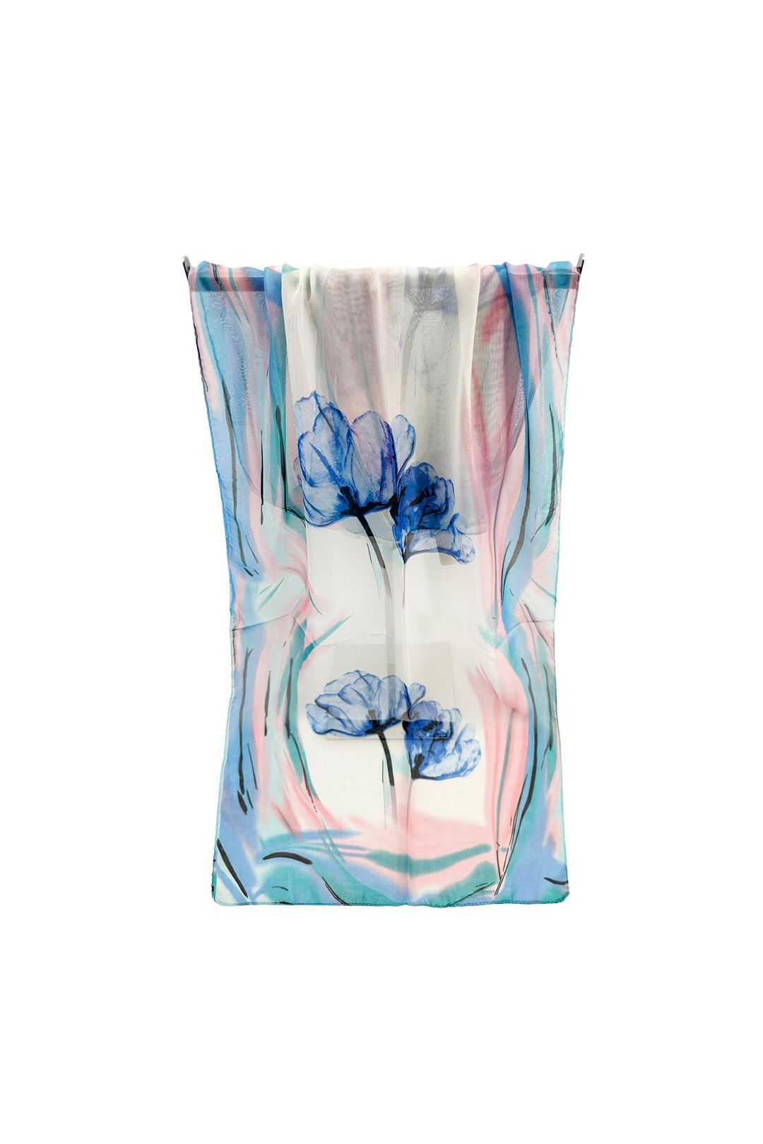 Vellin Watercolour Floral Chiffon Scarf