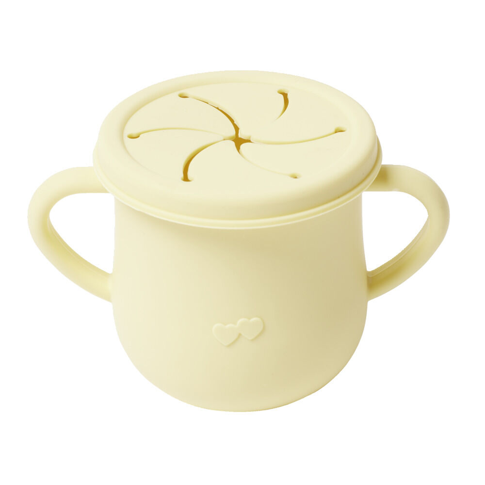 Verre tasse bébé d'apprentissage avec couvercle et anses en silicone H11cm