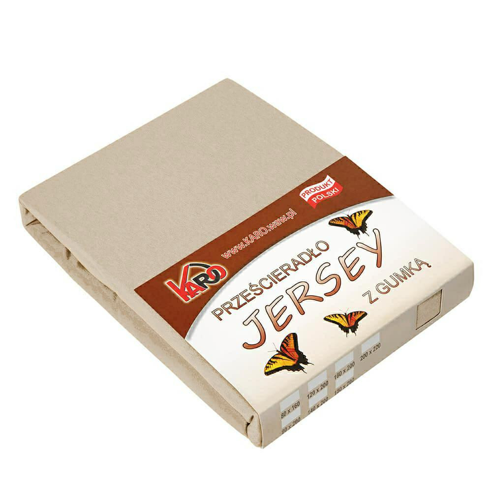 Prześcieradło jersey z gumką 60x120 beżowe cappuccino KARO