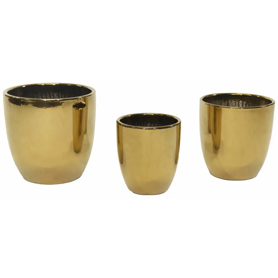 Mega Collections Bloempot Emperor - rond - goud - D30 x H31 cm