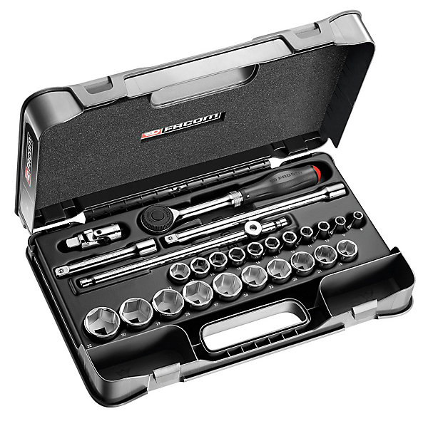 Coffret à douilles 1/2'' 6 pans mm 26 pièces - FACOM - S.161-4P6PB