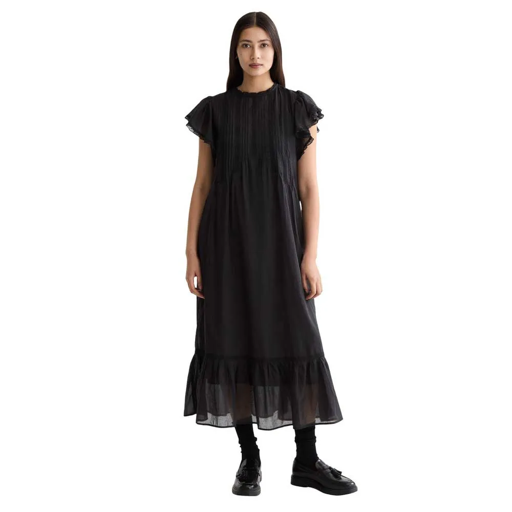 Scotch & Soda Pleated Lace short sleeve long dress