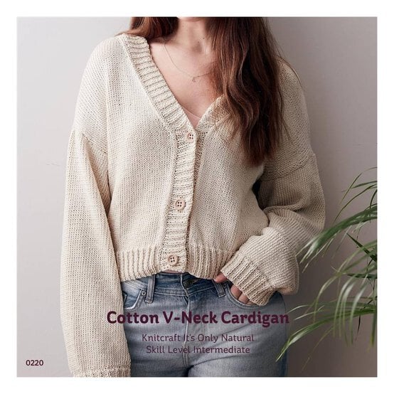 Knitcraft Cotton V-Neck Cardigan Pattern 0220