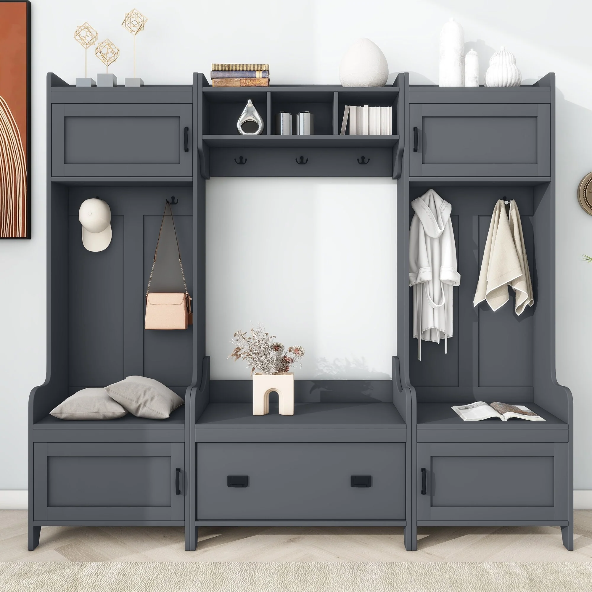 Entryway Bench Hall Tree with Ample Storage Drawer - N/A