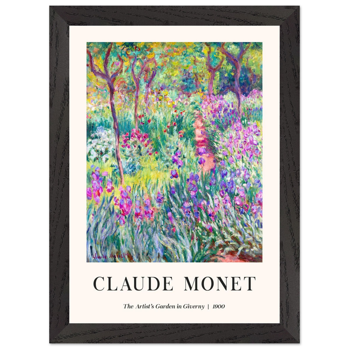 Artfulprints Poster met Lijst Claude Monet - The artist's garden in Giverny  - A4 21x29.7 cm - Meerkleurig