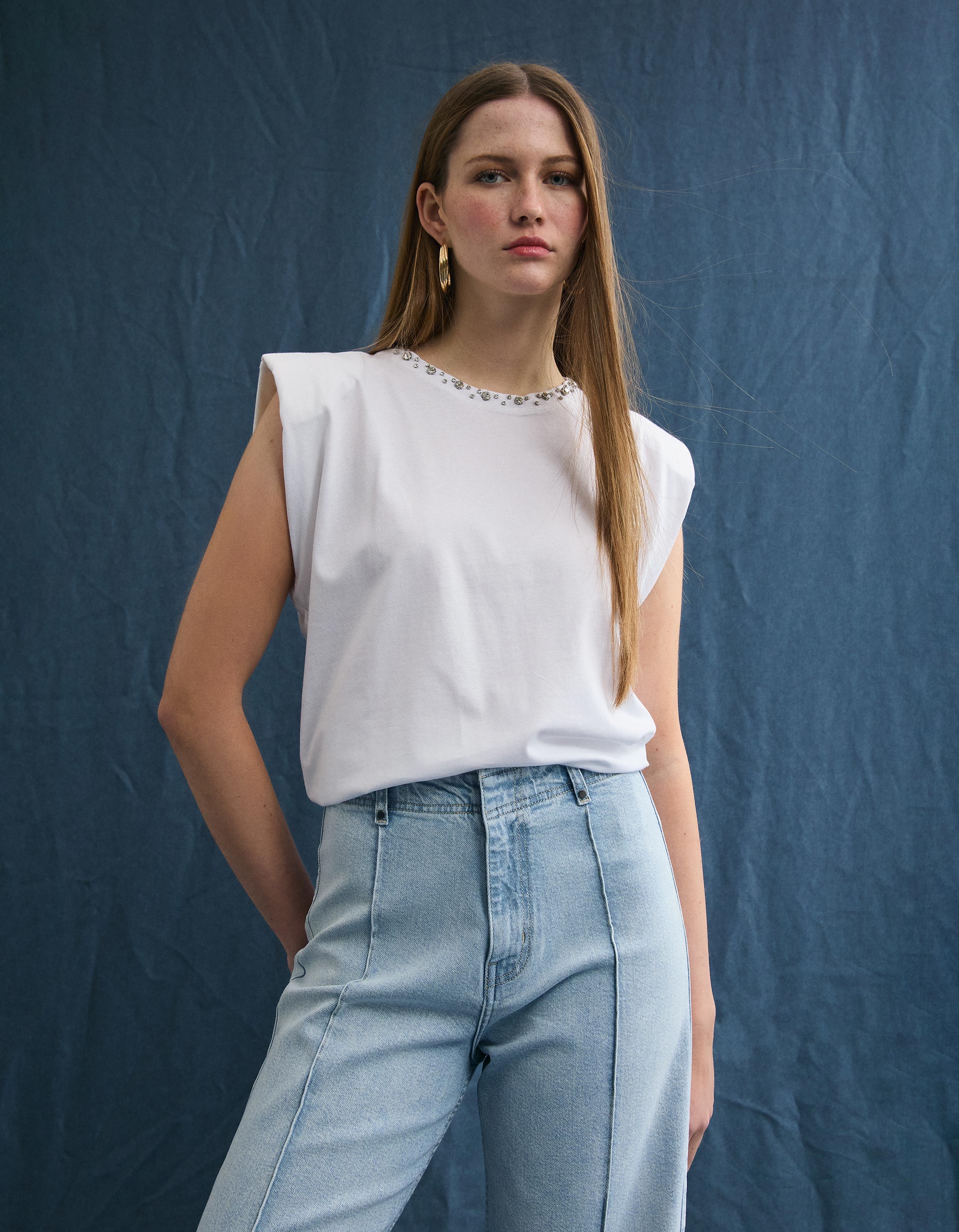 T-shirt Ombreiras, Mulher, Branco