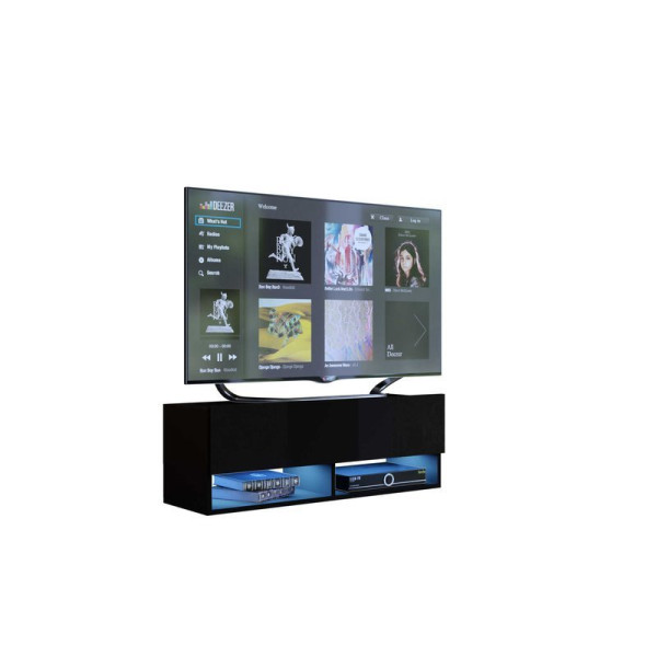 Czarna wisząca szafka RTV 105 cm PREMIUM