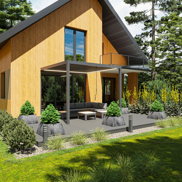 Pergola NORDVIC Skyline Przyścienna LED 3x3 m Antracyt