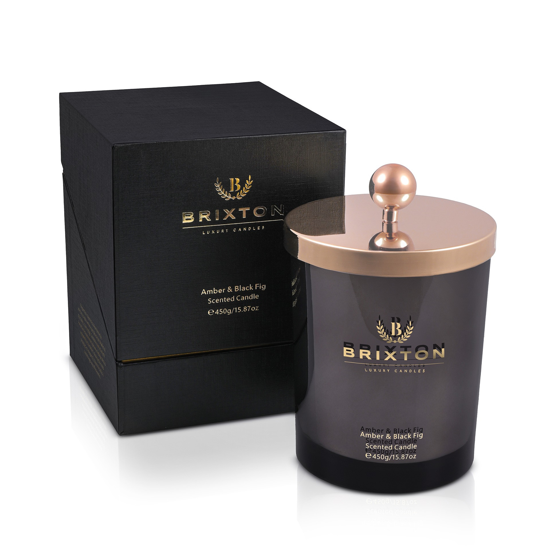 Świeca zapachowa w szkle BRIXTON 450g Amber & Black Fig