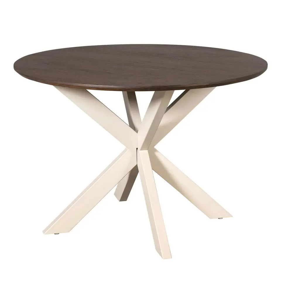 Eettafel Deens Ovaal Bruin/Zand - 110x110x76cm - Madison