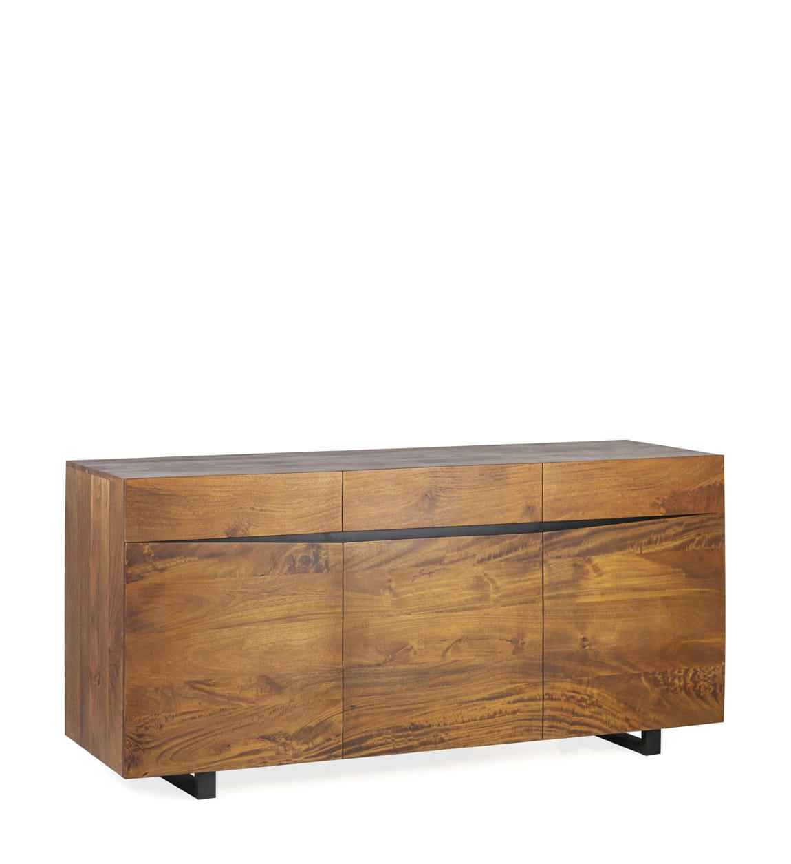 - Buffet en bois marron et fer noir L180