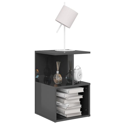 NNEVL Bedside Cabinets 2 pcs High Gloss Grey 35x35x55 cm Chipboard