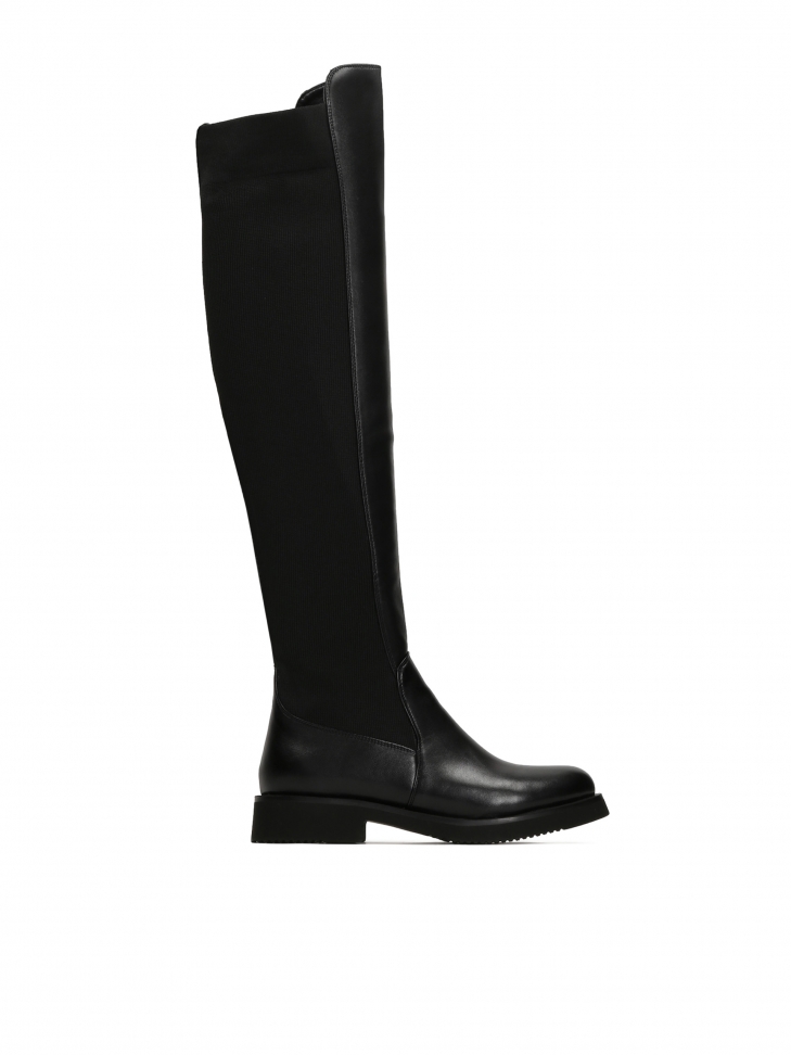 Women's black leather over-the-knee boots