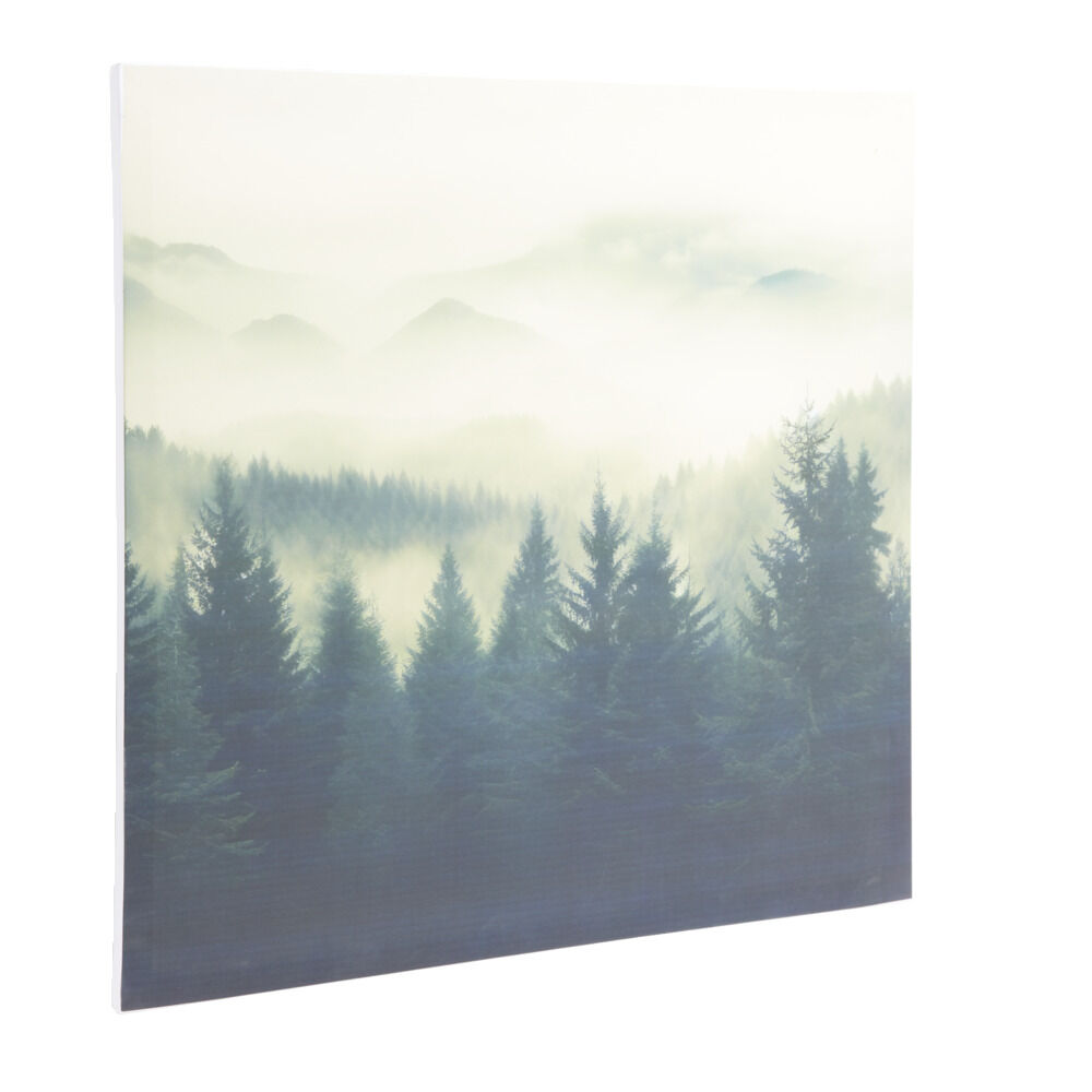 Toile imprimée motif cimes d'arbres et montagne 60x60cm