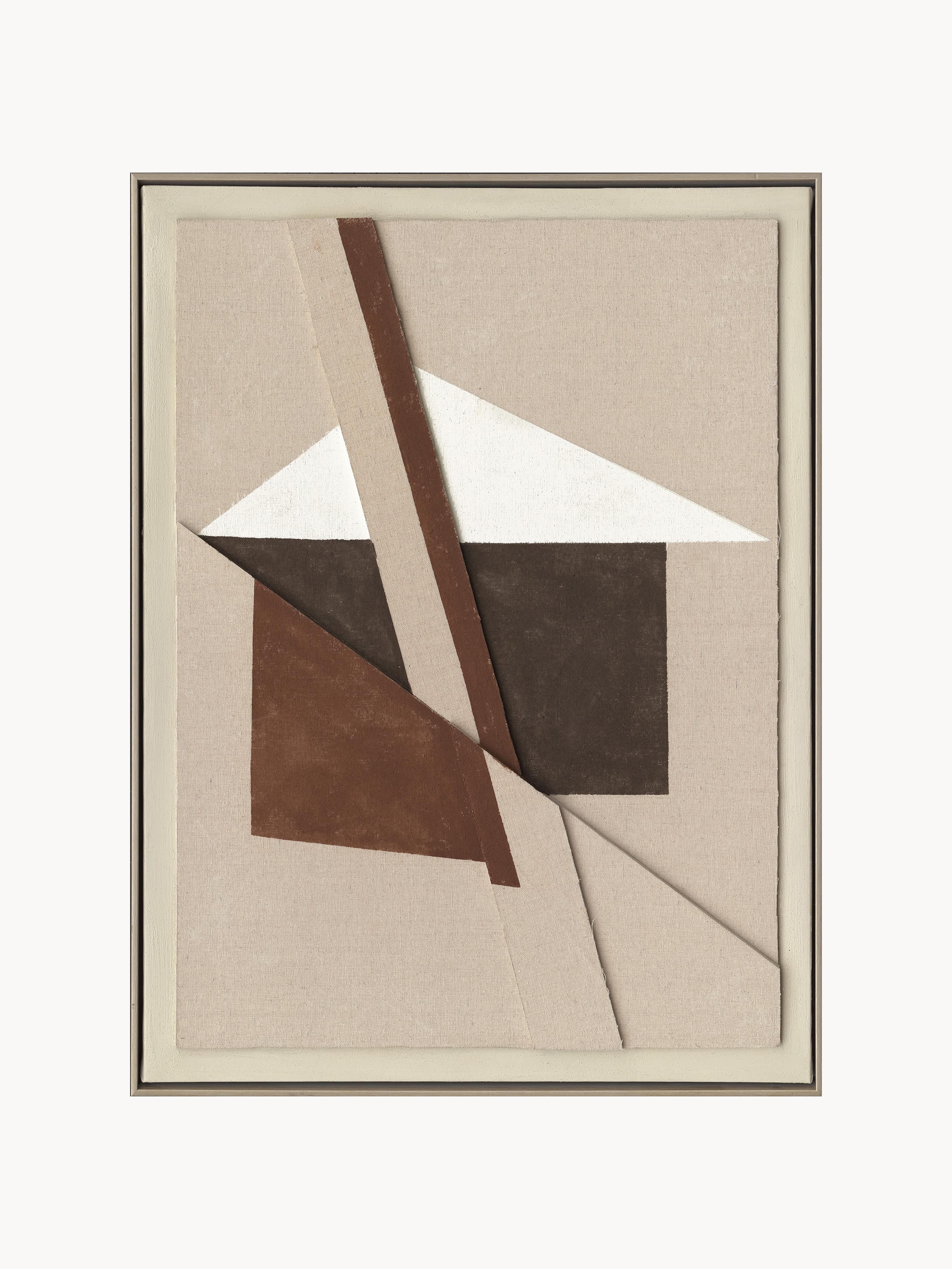 Handgemaltes Leinwandbild Brown Shapes mit Rahmen