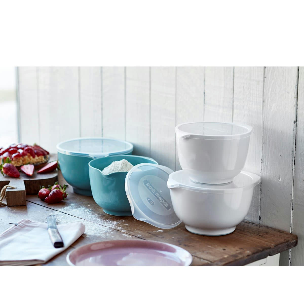 MARGRETHE - Ensemble saladiers en plastique transparent - Lot de 2