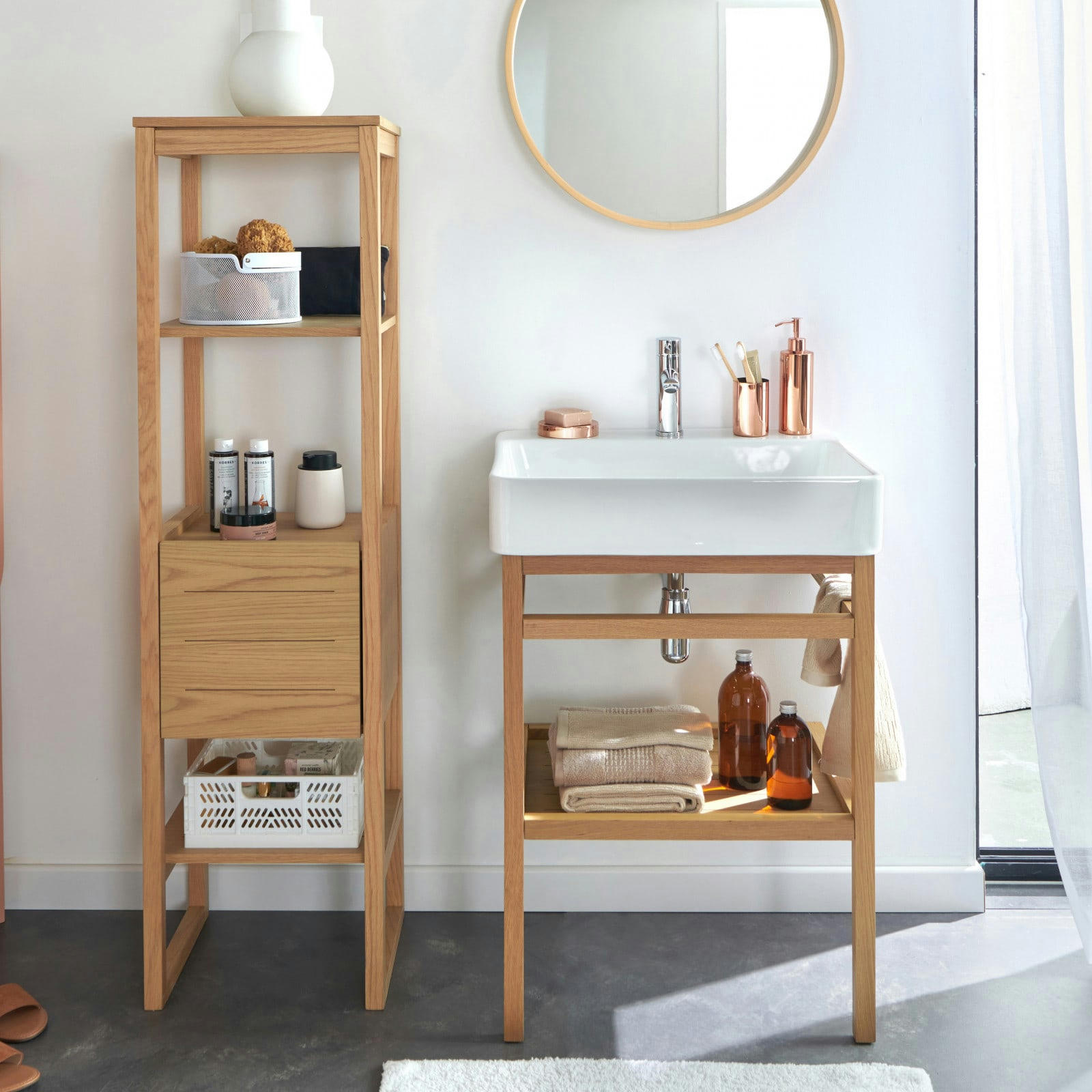 HOPP - Meuble de salle de bain 60 cm  avec vasque et colonne