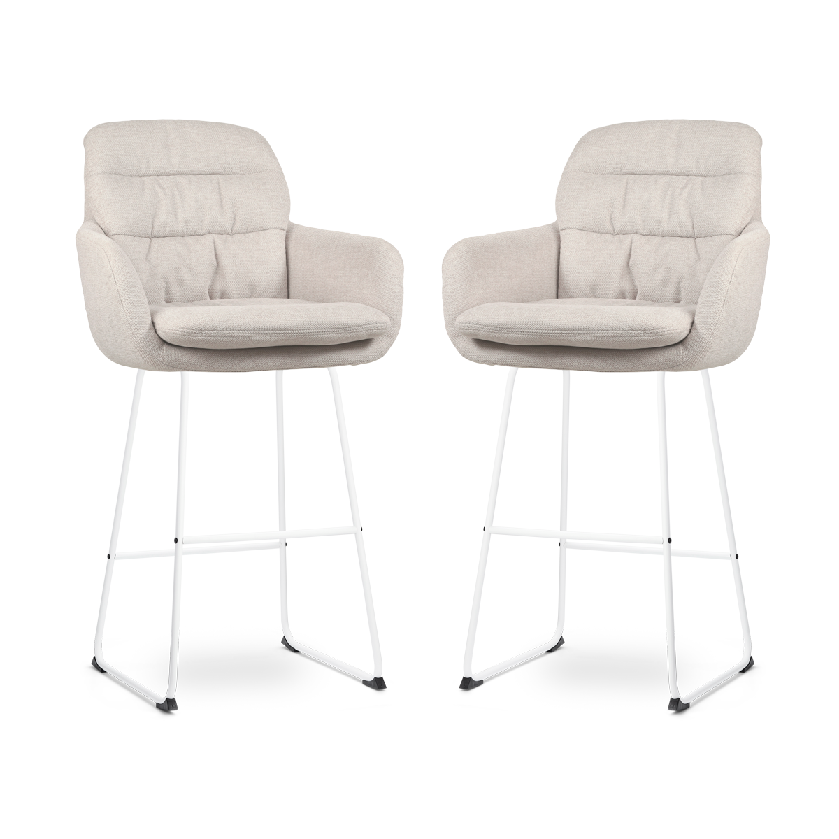 Nolon Nino-Mia Barkrukken Set van 2 - Beige - Wit - 75 cm