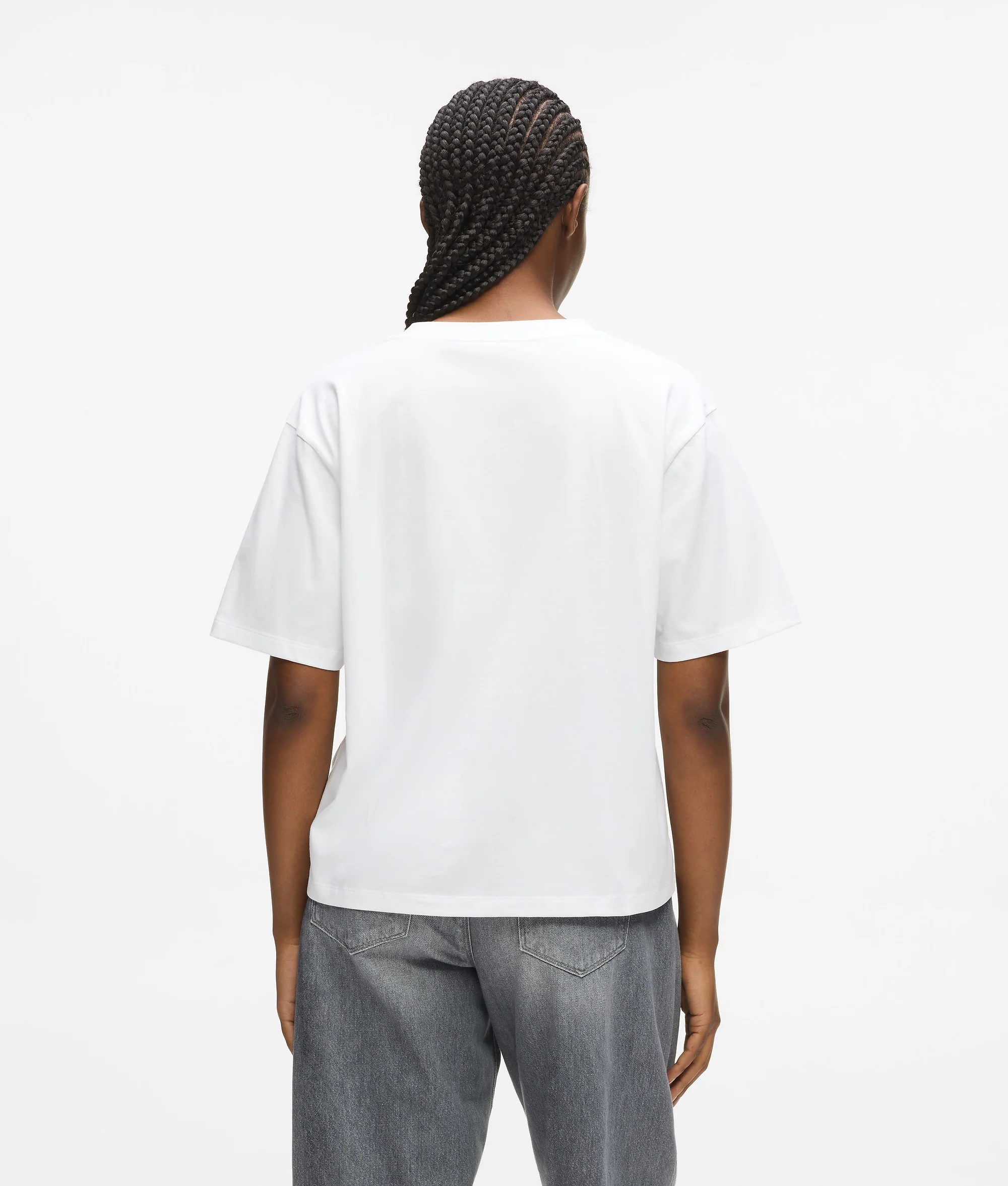 T-shirt à col V avec ourlet Signature