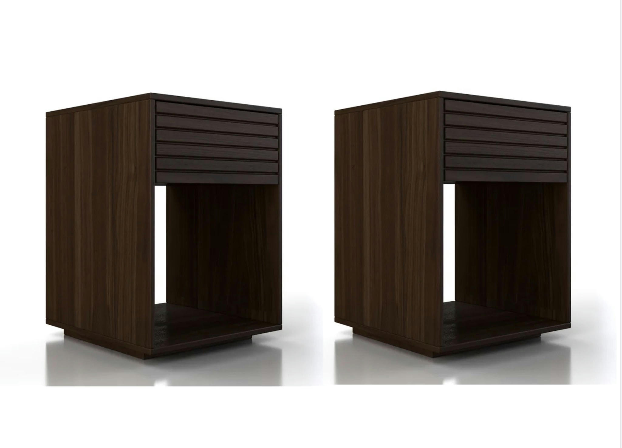 EMMA - Lot de 2 tables de chevet en hêtre et noyer huilé