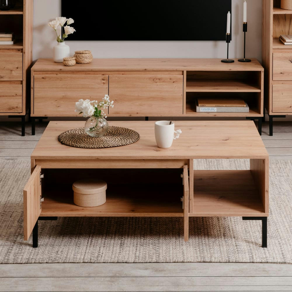 NAVI - Table basse en bois avec rangements