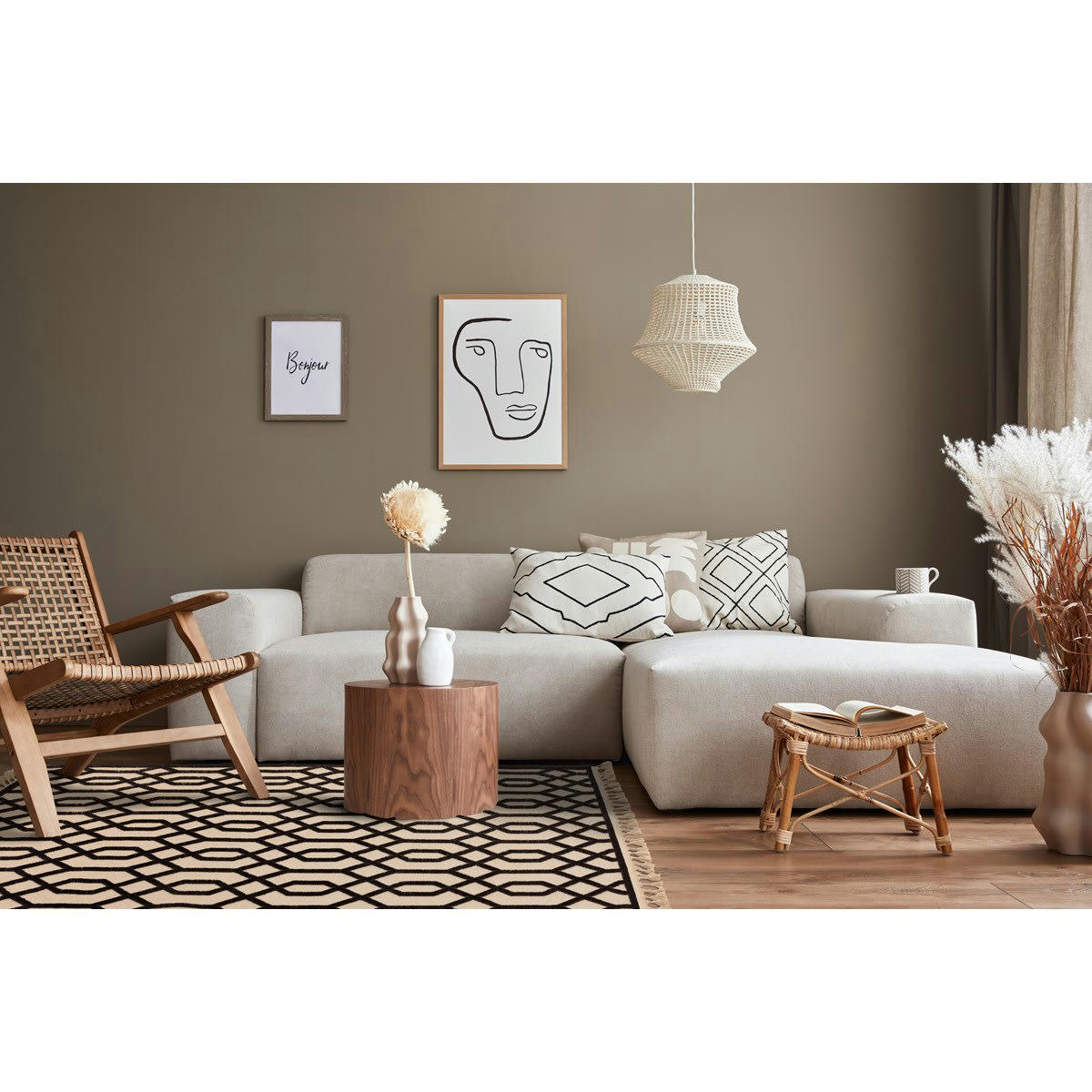 TORSY - Tapis moderne en coton noir 120x170 cm