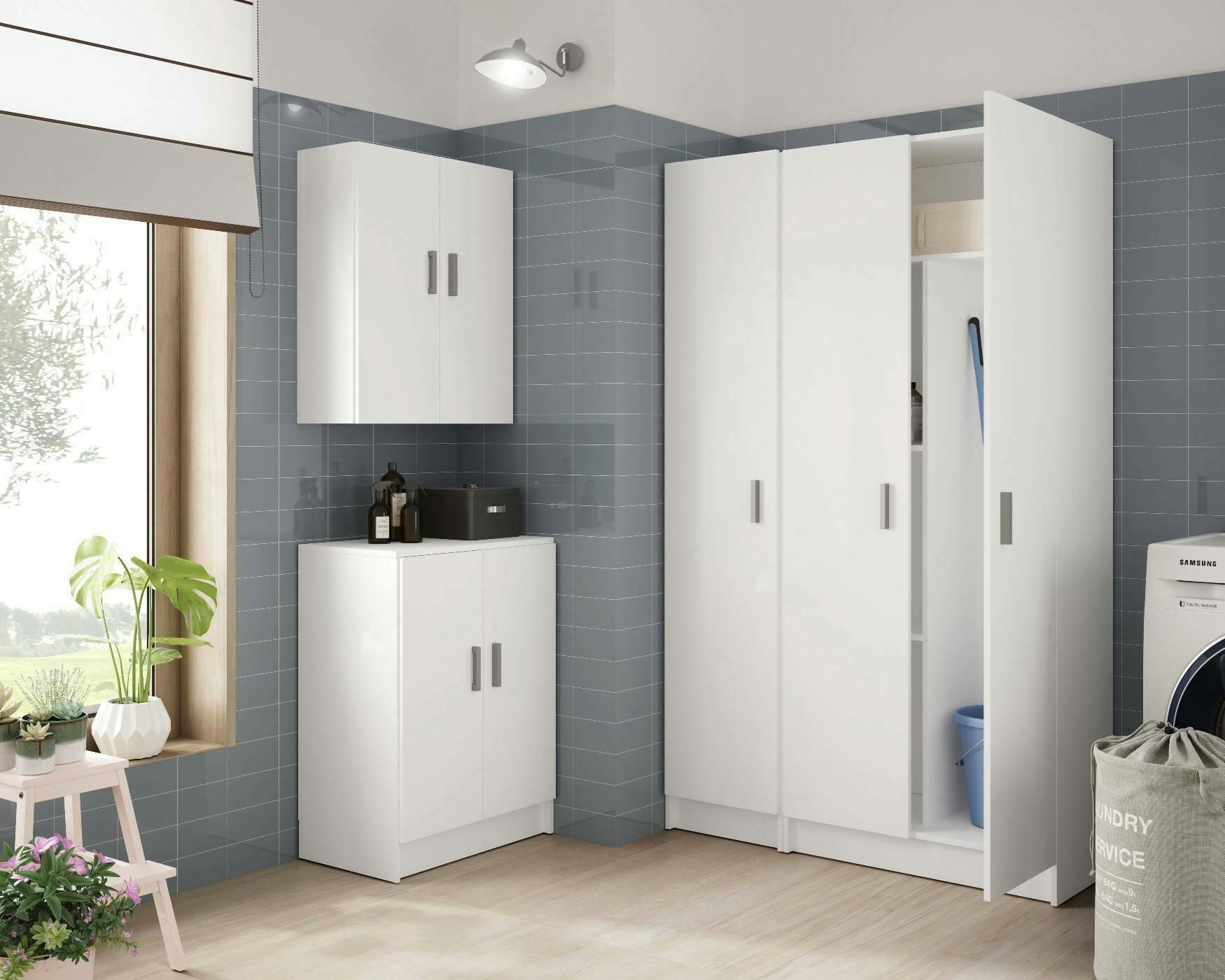 DCASAL - Élément mural avec 2 portes effet bois blanc