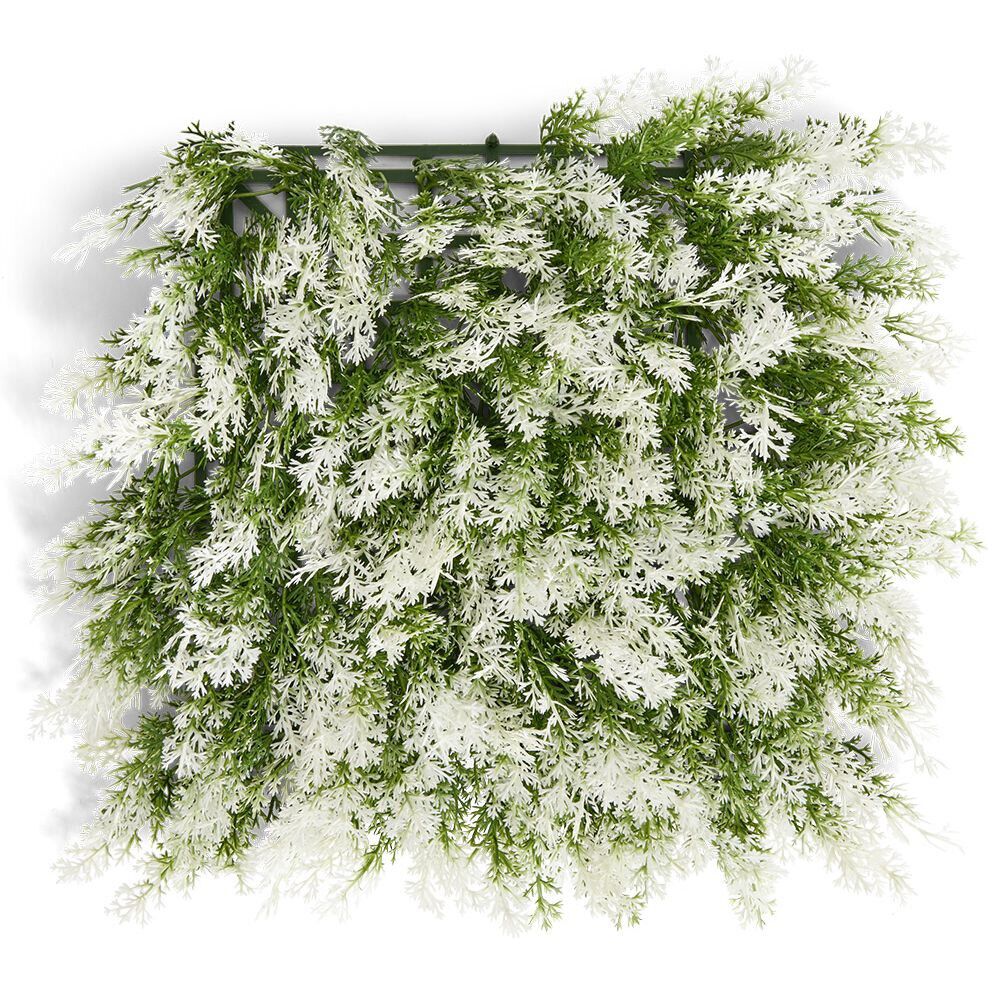 Carré végétal artificiel cyprès vert et blanc 25x25cm clipsable