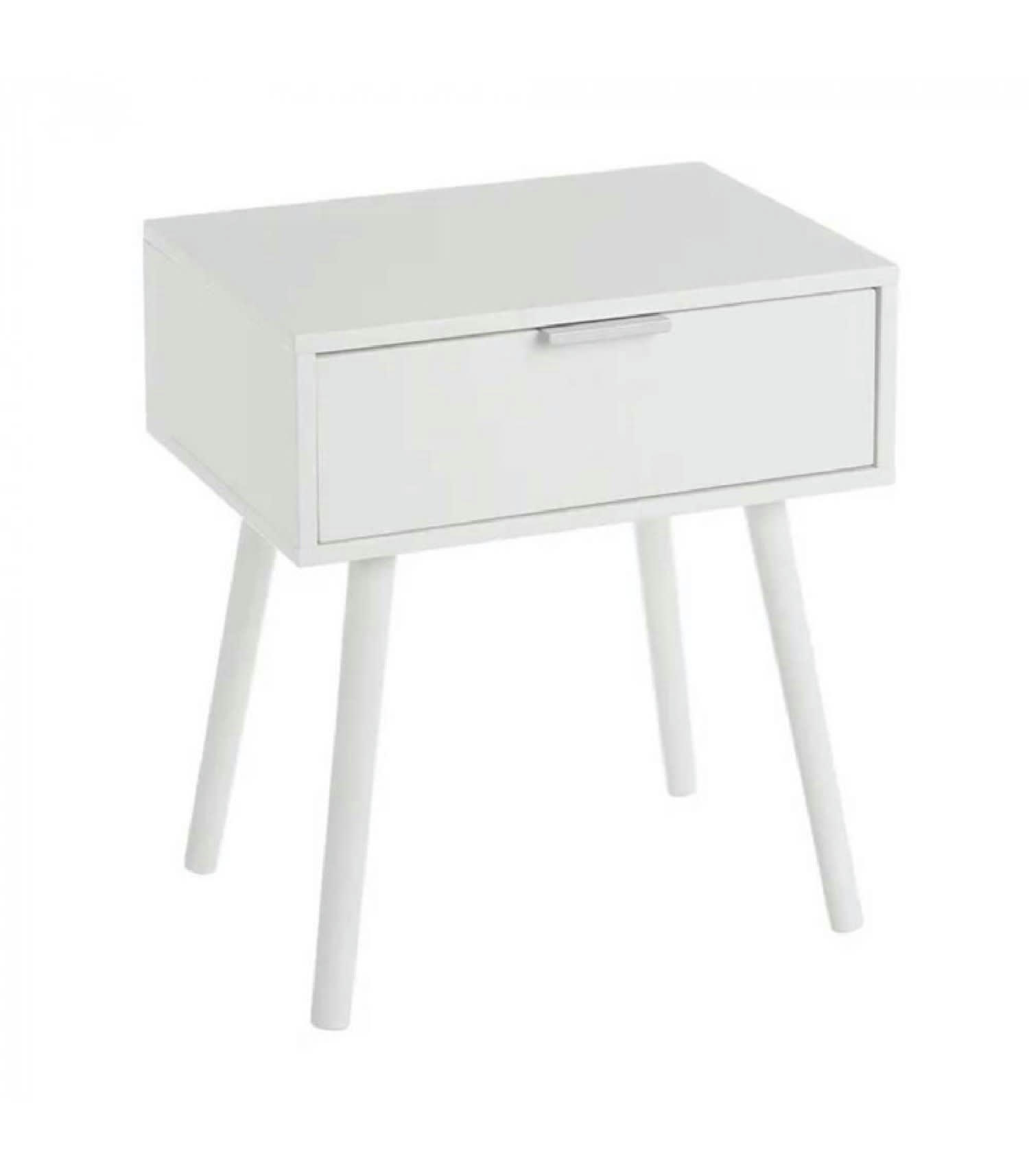 BOIS - Table de chevet en bois blanc 1 tiroir
