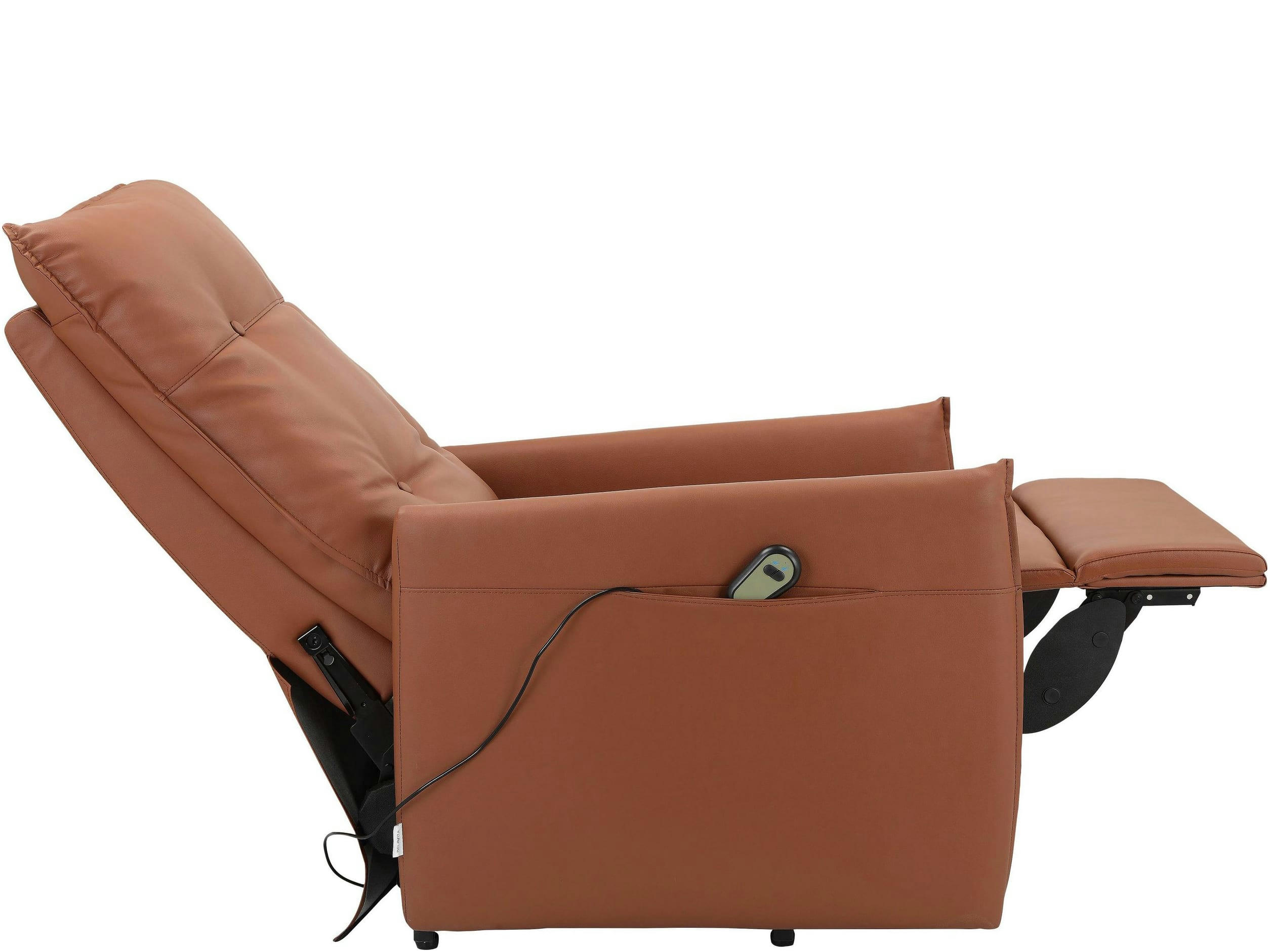 MARKO - Fauteuil inclinable électrique et relevable en PU cognac
