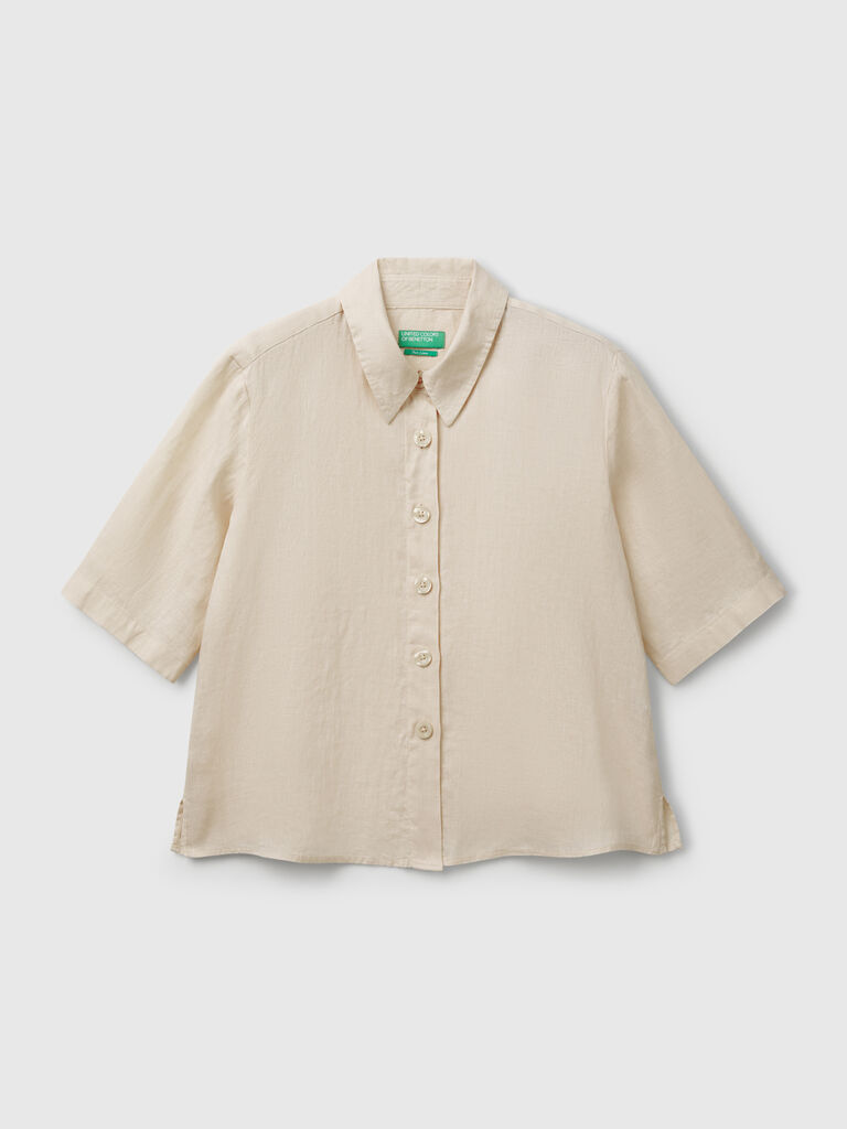 Short shirt in pure linen