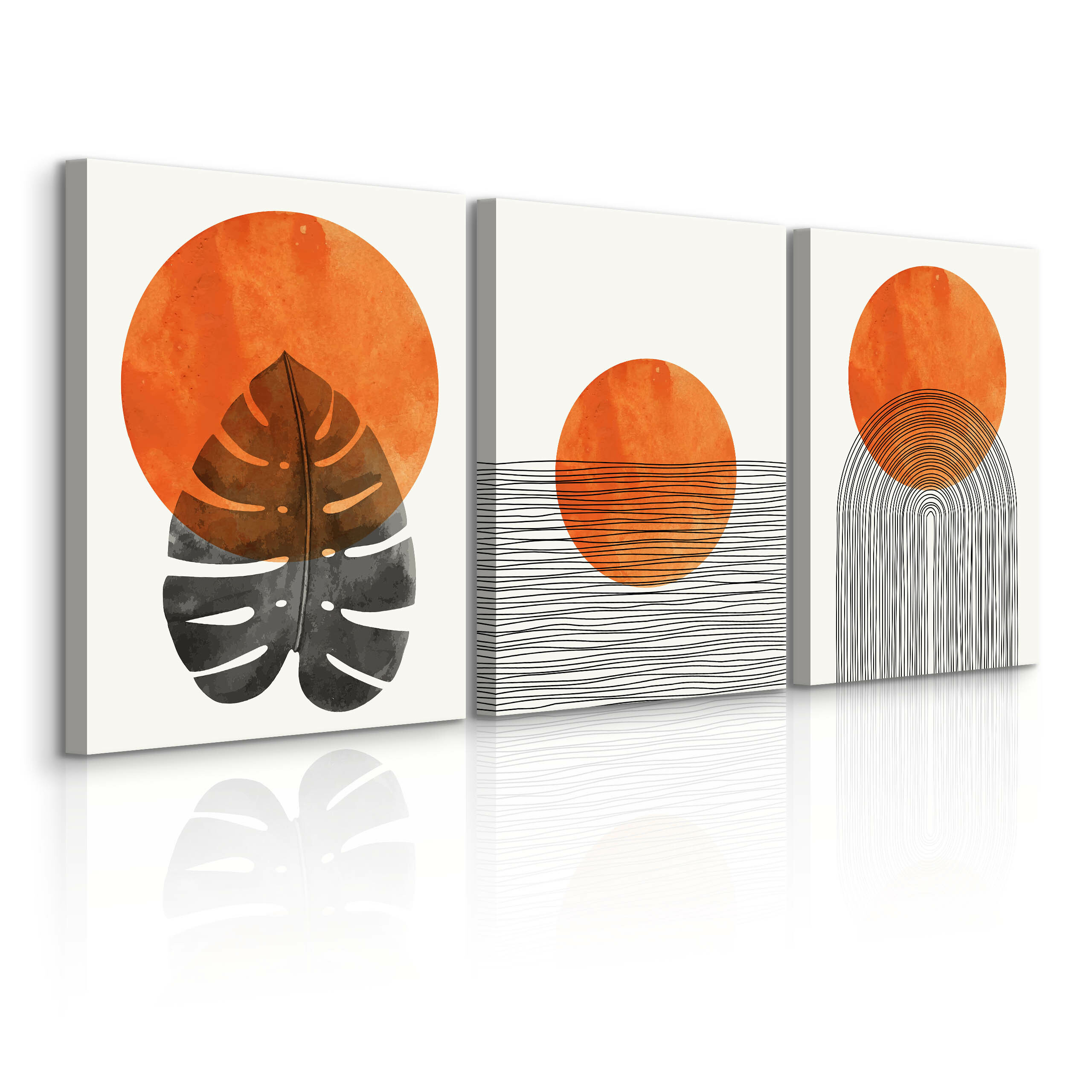 OBRAZY SET MARTWA NATURA LIŚĆ MONSTERY BOHO 90x40cm