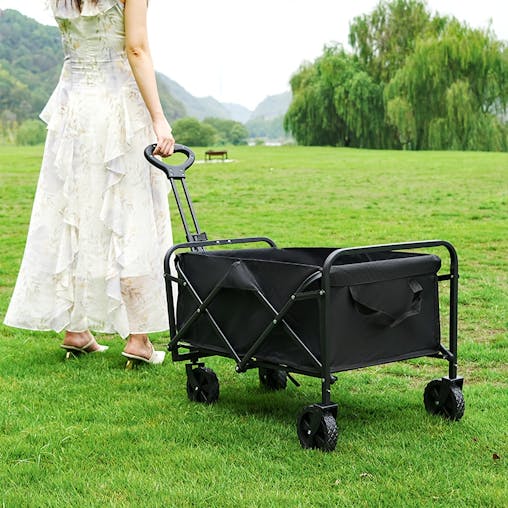 NNETM Foldable Utility Wagon with Side Pockets and Brakes