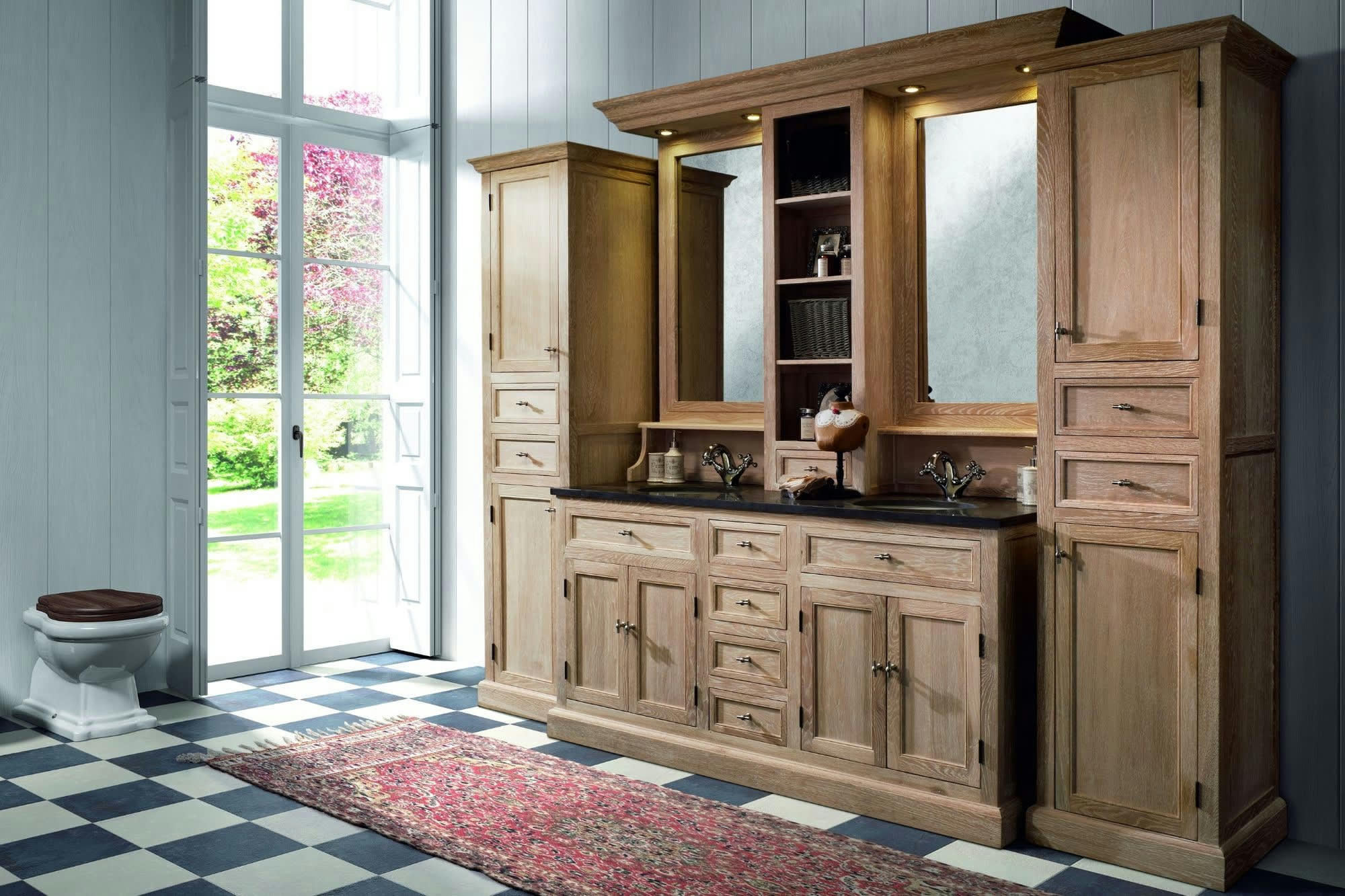 VERONE - Meuble de salle de bain double vasque + 1 colonne D (ensemble)