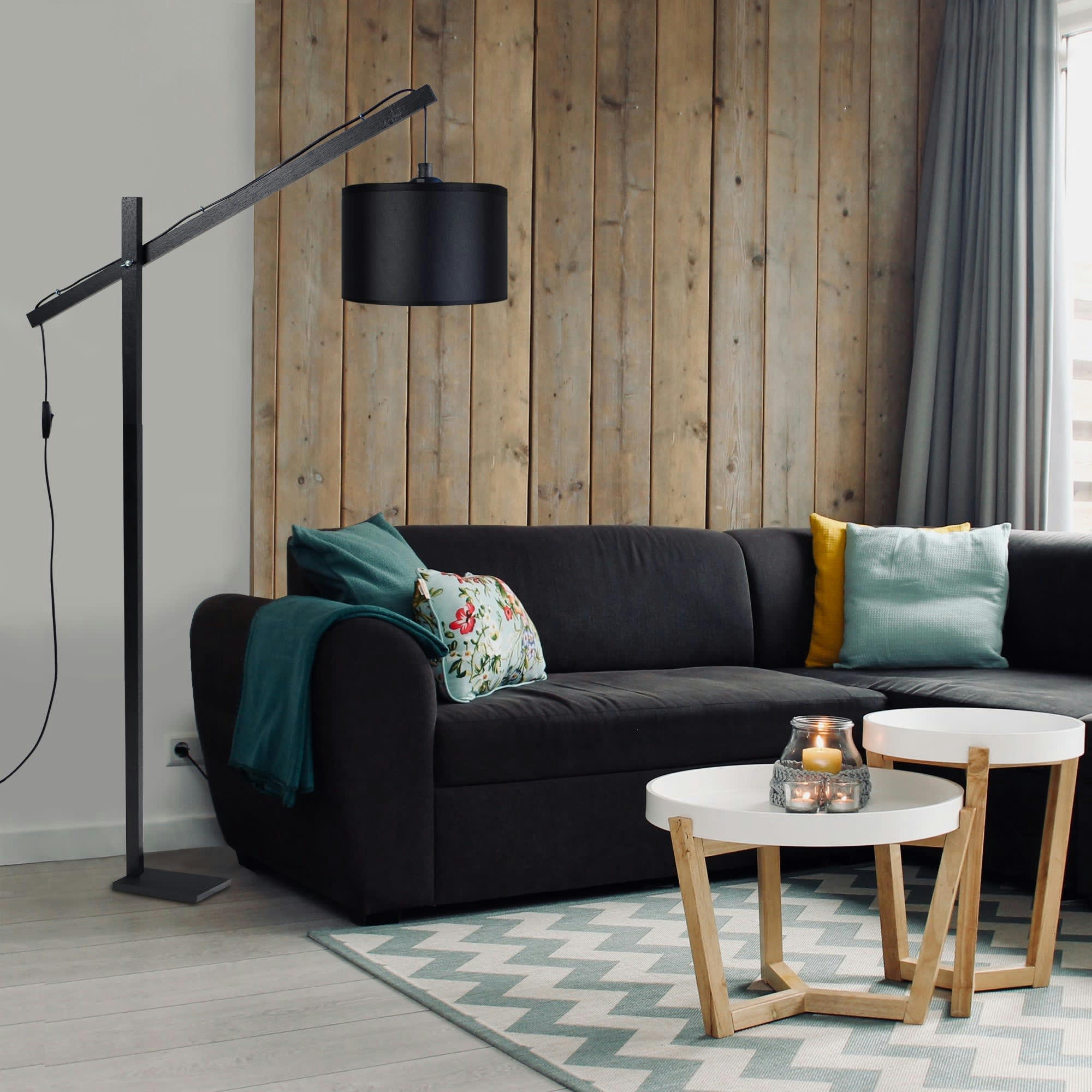 PILORI CYLINDRE - lampadaire liseuse bois  noir