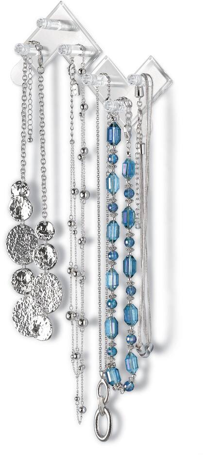 Command Jewelry Organizing Rack Hooks with Adhesive Strips, Clear, 1-lb, 2 Strips per Pack